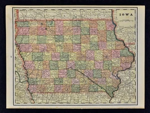 c 1892 Cram Map Iowa Des Moines Burlington Davenport Cedar Rapids Ames Sue City - Picture 1 of 2