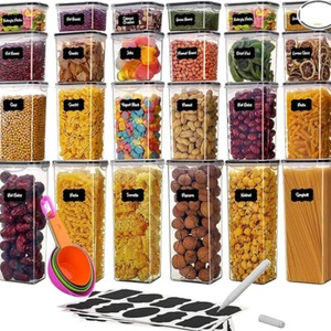 12 Pack Airtight Food Storage Containers with Lids Clear Canisters for Cereal - Picture 1 of 9