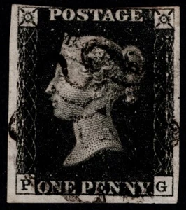 1840 1d Black Plate 5 PG Near 4m Fine Black MX Large Margins FU Cat. £375.00 - Picture 1 of 1