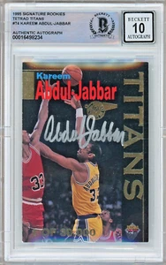 Tarjeta firmada por Kareem Abdul-Jabbar 1995 SR Tetrad Titans #T4 Beckett automática 10 losas - Imagen 1 de 6