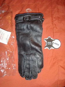 DAMEN DAMEN SCHWARZE LEDERHANDSCHUHE GRÖSSE LARGE - Bild 1 von 6