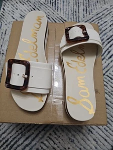 Sam Edelman Ariane Leather Square Buckle Slide-on Ivory Sandals Women's Sz US 10 - Picture 1 of 10