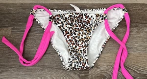 Victoria's Secret Bikini de Natación Parte Inferior Corbata Lateral Estampado Animal Corbatas Rosa XS - Imagen 1 de 4