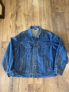 Vintage 1980s Lee Rider Denim Jacket 153438 Trucker Style Indigo Jean 46L - Picture 1 of 7