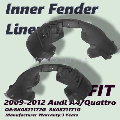 2X Guardabarros Forro Fit 2009-2012 Audi A4 Quattro 2010-2012 S4 Delantero Izquierdo+Derecho Foto 1 de 4