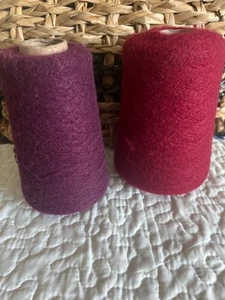 2 SOFT, Purple/Red BOUCLE Cone Peruvian SUPER Baby Alpaca/Nylon Yarn #0wt 526gr - Picture 1 of 7