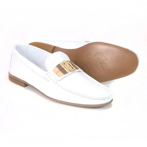 Sigotto Uomo White Plaid Soft Leather Dress Shoes with B logo (11) - Picture 1 of 5