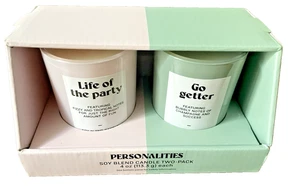 Personalidades Soy 4 oz Votivo 2 Velas Rosa y Verde Life of Party & Go Getter - Imagen 1 de 5