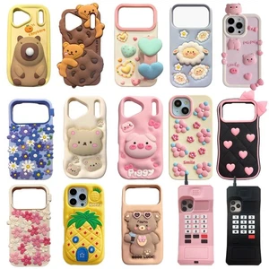 Funda trasera de silicona suave a prueba de golpes con carcasa de piel 3D linda funda de teléfono animal dibujos animados - Imagen 1 de 60