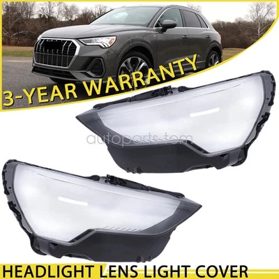 一对适用于奥迪 Q3 2019 2020 2021 2022 2023 车头灯镜头灯罩左+右 — 第 1/4 张图片