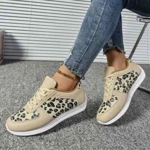DAMEN SNEAKER SCHNÜRSCHUH LEOPARDENMUSTER BEIGE GR.40 - Bild 1 von 4