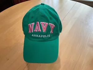 Champion Baseball Cap Strapback - Green with Pink Navy Logo - Mascot on Back - Picture 1 of 4