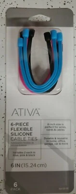 Ativa 6 Piece Flexible Silicone Cable Ties , Multi Color,  - Image 1 of 3