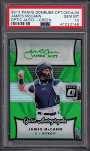 Autógrafo James McCann Panini Donruss 2017 óptico verde automático/5 grados PSA 10 gemas - Imagen 1 de 2