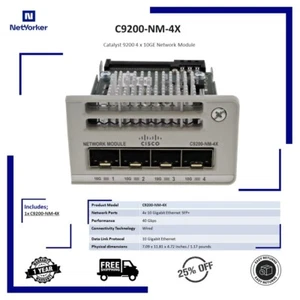 Cisco C9200-NM-4X Catalyst 9200 Series 4x 10GB SFP+ Module-Same Day Shipping - Picture 1 of 7