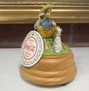 Vintage 1990 Willitts Coca-Cola Musical Boy & Dog Figurine Enjoying Coke w/ Tag - Picture 1 of 12