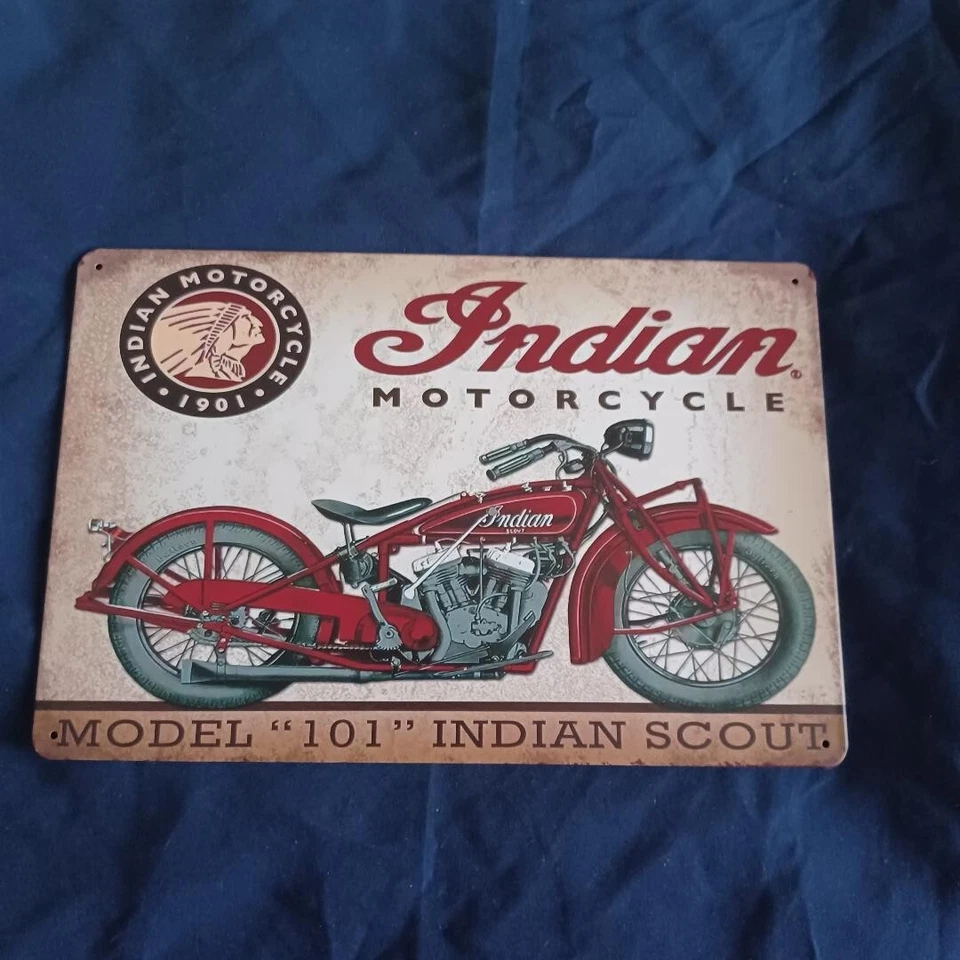 8"X12" Metal Sign Wall Art Man Cave Garage Bar Gas Station Indian Model 101 - Image 1 of 1