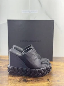 Paloma BARCELO’ Women’s Zaya Satin Black Leather Wedge Ultra Light Sandal 36 - Picture 1 of 6