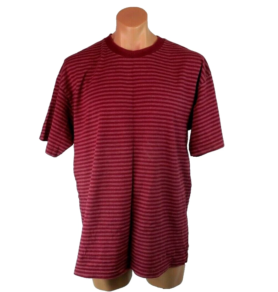 Camiseta De Colección Años 90 Gruesa Rayas XL Timbre Peso Pesado EE. UU. Tela Hipster Grunge Foto 1 de 4