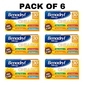 6 x Benadryl Allergy One-a-day 10mg - 30 Tablets - Picture 1 of 2
