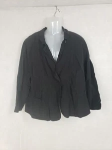 OSKA Black Jacket Jacke Lieske Sz 4 Front Pockets Two Button 100% Linen Top - Picture 1 of 17