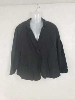 OSKA Black Jacket Jacke Lieske Sz 4 Front Pockets Two Button 100% Linen Top - Image 1 of 4