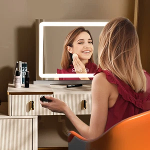 Dimmbare LED-Spiegel Ankleidespiegel Touch-Bedienung Makeup Tischspiegel USB - Bild 1 von 8