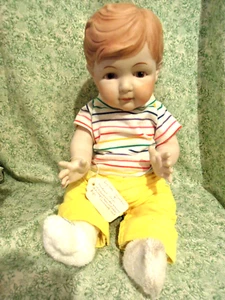 LC-2377 Repro. porcelain boy doll, anatomically correct, molded hair; 18" tall - Picture 1 of 6