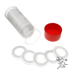 Small Dollar Coin Holder, Red Capsule Tube & 20 Air-Tite 26mm White Rings - Picture 1 of 4