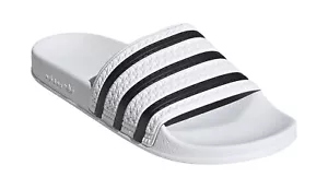 New Comfortable Rubber White Mens 3 stripes Adilette Size 7 W Sandals 280648 - Picture 1 of 7