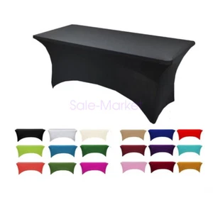 4/6/8FT Fitted Stretch Tablecloths Spandex Wedding Party Table Cover Reusable - Picture 1 of 32