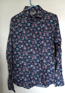 Camisa de vestir EXPRESS azul ajustada para hombre talla S 14-14,5 estampado floral con botones - Imagen 1 de 3