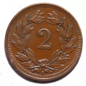 Switzerland 1899 2 Rappen Coin - Picture 1 of 2