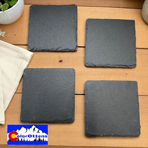 Paquete de 4 posavasos cuadrados de pizarra natural premium 4" x 4" x 0,25" - Imagen 1 de 6
