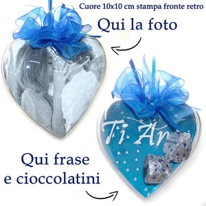 Personalisiertes transparentes Herz mit Foto Pralinen Spruch zum Valentinstag - Bild 1 von 1
