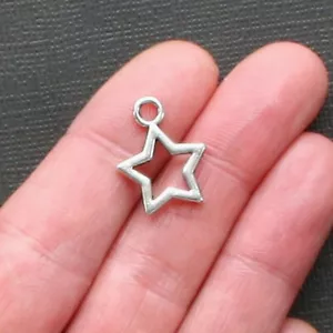 8 Star Charms Antique Silver Tone Classic and Elegant 2 Sided - SC1877 - Picture 1 of 1