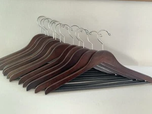 Wooden Hangers Luxury Suit Hangers for Closet Cherry Wood Hangers Lot of 12 - Picture 1 of 3