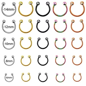 HUFEISEN PIERCING NASENPIERCING SEPTUM RING NASE NIPPEL LIPPEN TRAGUS ROSEGOLD - Bild 1 von 6