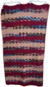 Handgefertigt gehäkelt Burgund türkis taupe Überwurf afghanische Decke Streifen Geo 33" x 66" - Bild 1 von 9