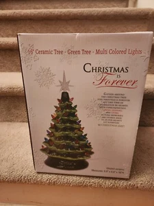 Hallmark Green Ceramic Christmas Tree 16" Green Multi Color Bulbs - Picture 1 of 2