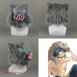 Maschera cosplay cacciatore di demoni Hashibira Inosuke costume cinghiale lattice peluche regalo - Foto 1 di 5