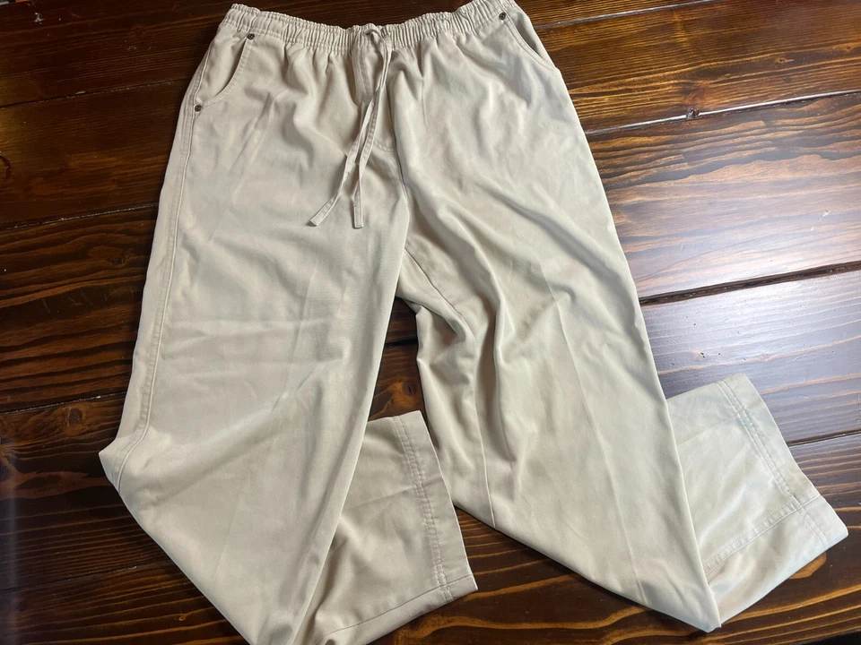 Pantalones Studio Works, para mujer talla 12P pequeños, tostados, pierna recta, cordón Foto 1 de 4