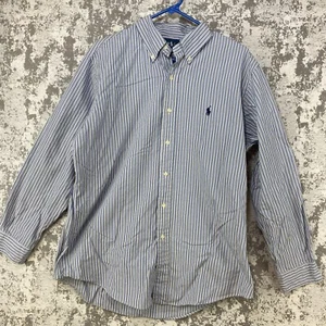 Ralph Lauren camicia elegante abbottonata uomo 32/33 manica lunga righe vestibilità personalizzata - Foto 1 di 11