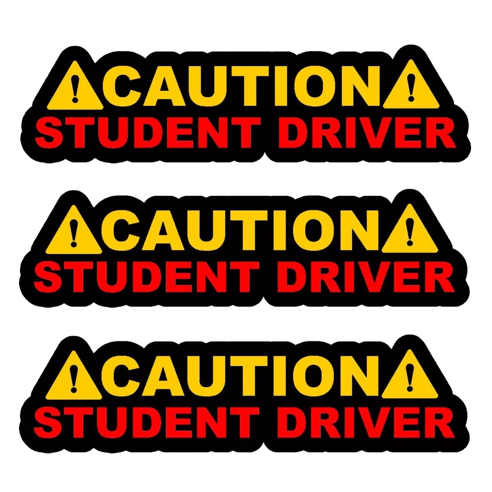 x3 / Three Caution Student Driver! Auto JDM Racing Drifting Decal Sticker 6" #DG Foto 1 de 1