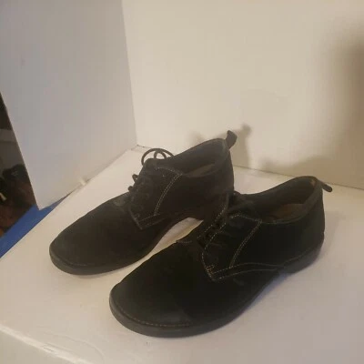 Zapatos bajos para mujer "acatados" cuero negro gamuza Oxford zapatos con cordones talla 7,5 M Foto 1 de 4