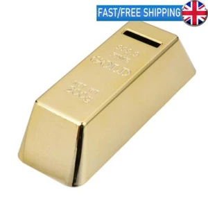 Gold Bullion Bar Brick Coin Bank Small Size Coin Money Boxes Portable Home Decor - Picture 1 of 10