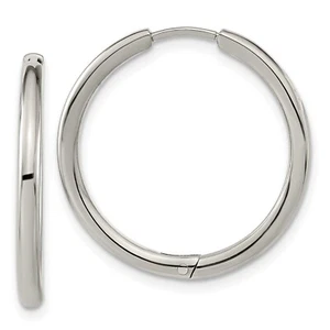 Titanio Alto Pulido 2.1mm Clásico Medio Aro Articulado Pendientes - Imagen 1 de 2