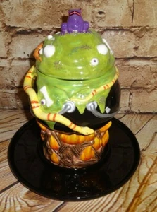 RARE Dept. 56 Halloween Platter Dip Votive Tea Light Warmer Dish 4 PC RETIRED - Picture 1 of 7