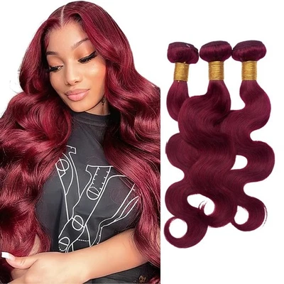 Pacote Cabelo Humano Reto T1B/99J Extensão de Cabelo Virgem Brasileira OmbreBorgonha - Imagem 1 de 4