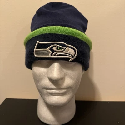 Gorro vintage Seattle Seahawks azul marinho e verde - Imagem 1 de 4